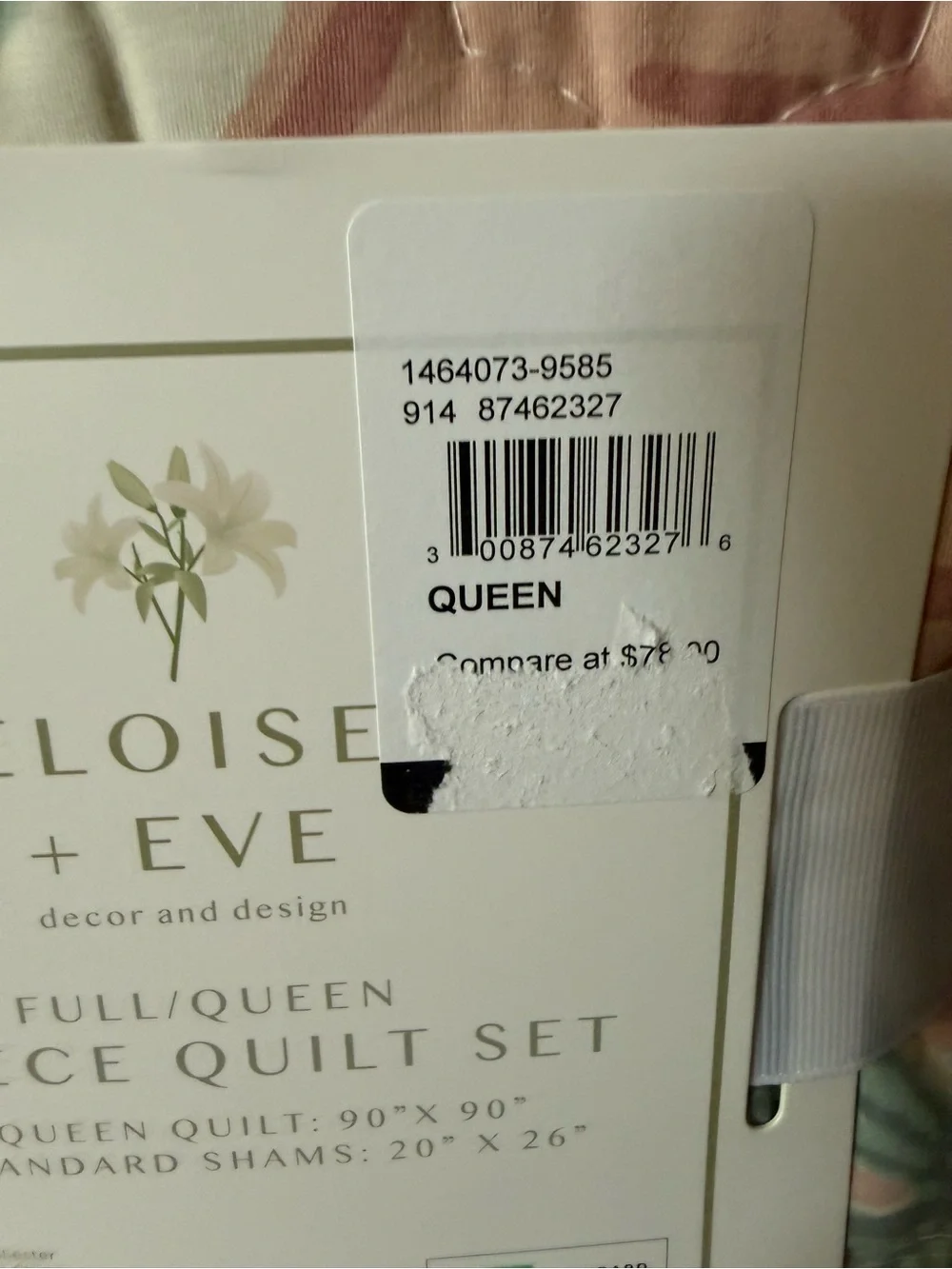 Pink & Green Floral Quilt, 3 Piece Set - Full/Queen